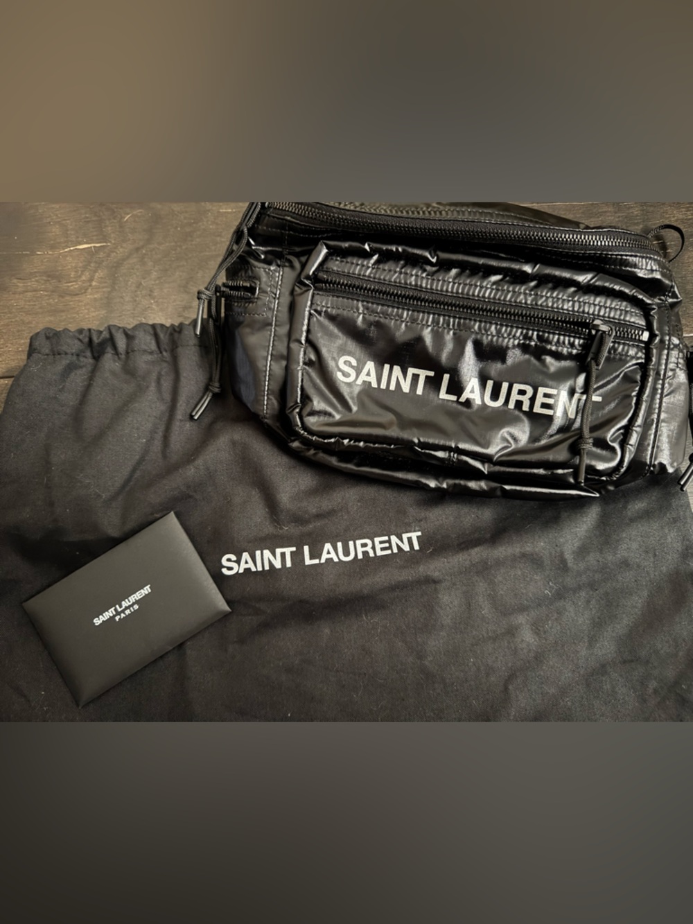 Saint Laurent Black Logo Nylon Belt Bag with Front Pocket - Picture 6 of 6